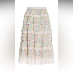 Loveshackfancy Borneo Tiered Midi Skirt size 4